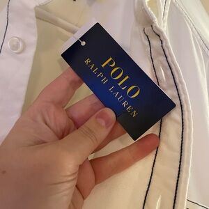 Ralph Lauren dress up button up shirt size XL men’s white blue stitching new